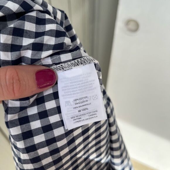 J Crew Blue & White Gingham One Sleeve Asymmetric Ruffle - SZ 4 - Picture 7 of 12
